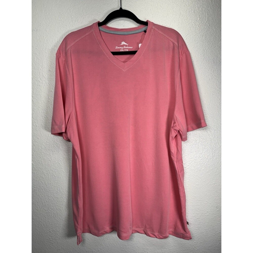 Tommy Bahama Shirt Mens XXL Pink Short Sleeve Pullover Shoreline Surf Vee New